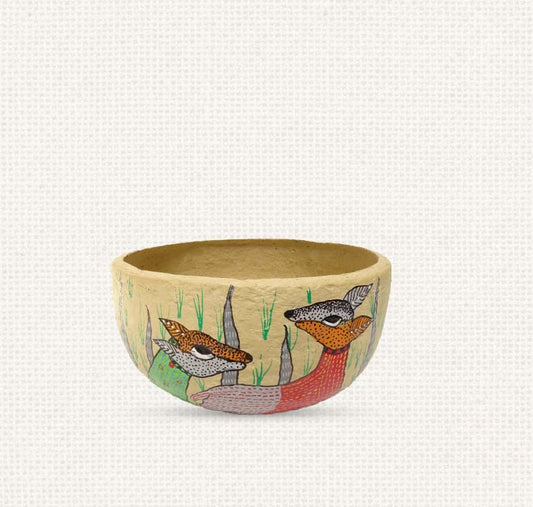 Gond - Deer Paper Mache Bowl
