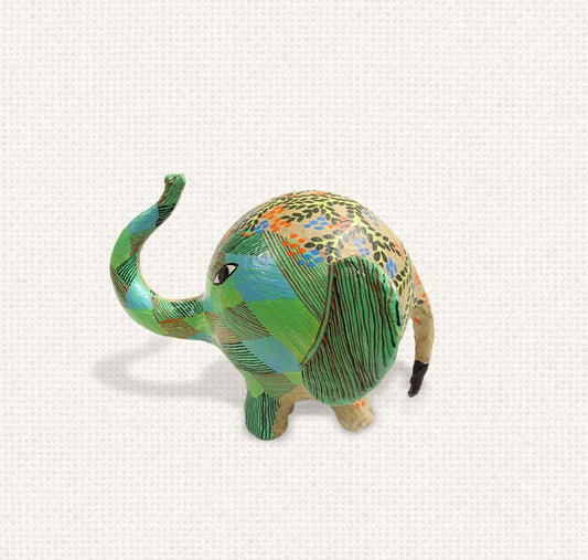 Gond - Green Elephant Paper Mache Decorative