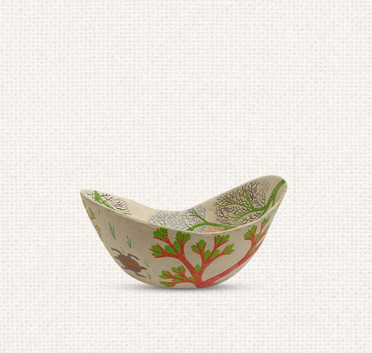 Gond - Nature Paper Mache Asymmetrical Bowl