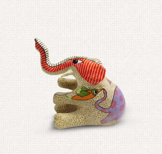 Gond - Red SElephant Paper Mache Decorative