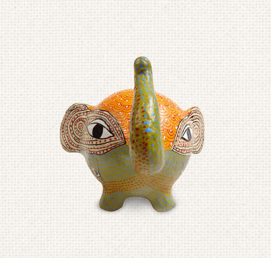 Gond - Yellow Elephant Paper Mache Decorative