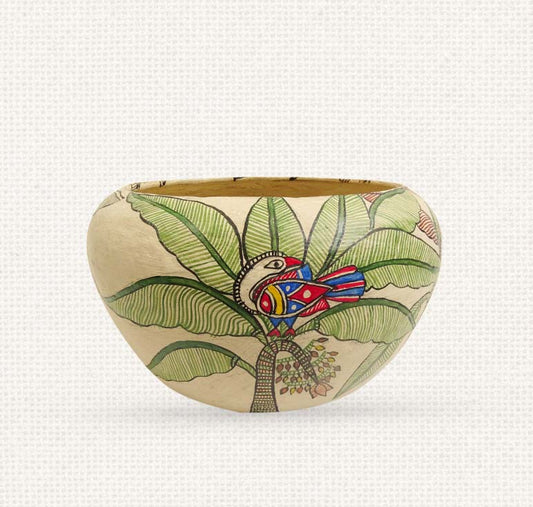 Bird on Tree - Madhubani Paper Mache Bowl