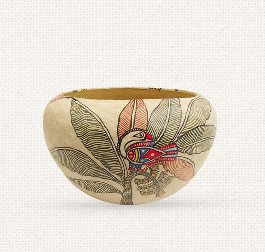 Bird on Tree - Madhubani Paper Mache Bowl