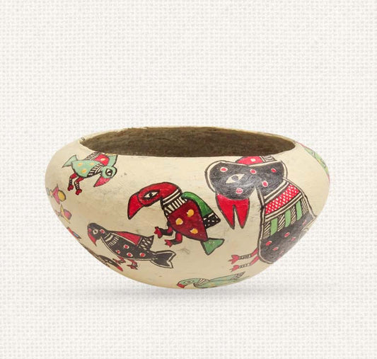 Birds - Madhubani Paper Mache Bowl
