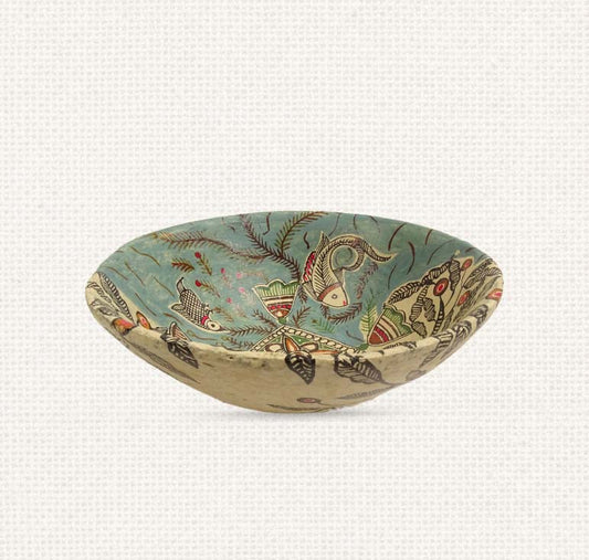 Fishes Paper Mache Wide Bowl