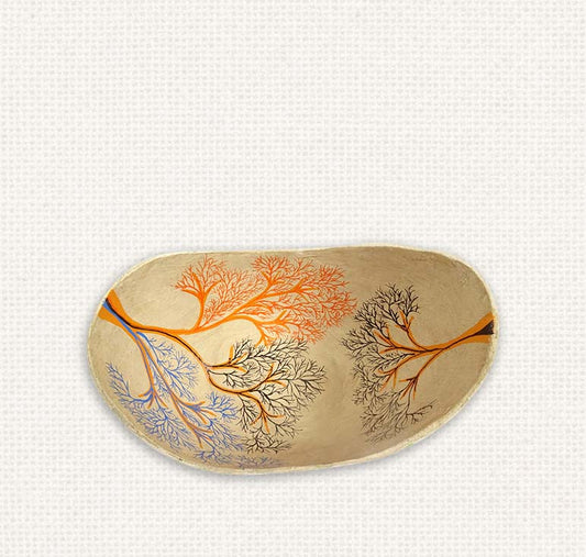 Gond - Birds Paper Mache Asymmetrical Bowl