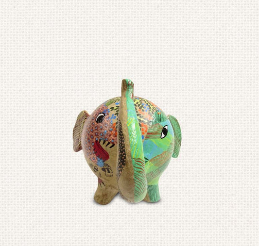 Gond - Green Elephant Paper Mache Decorative
