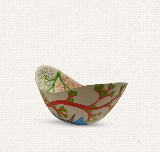Gond - Nature Paper Mache Asymmetrical Bowl
