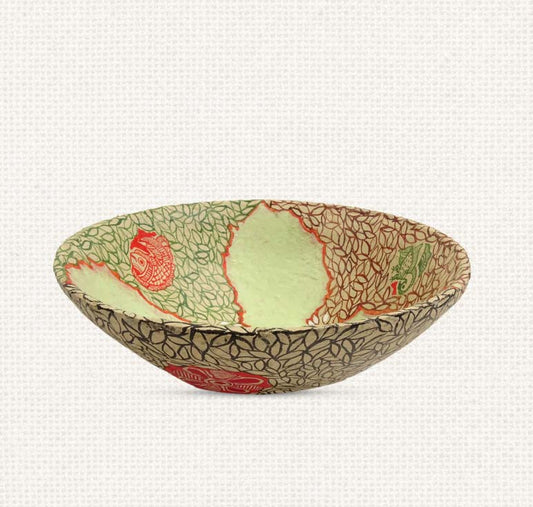 Sage Green Paper Mache Wide Bowl